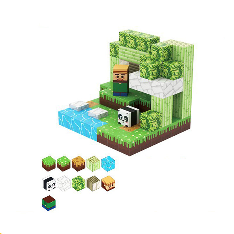 Panda Garden Magnetic Building Blocks Set – Pixel-Art STEM Toy | Classic Block Games-Inspired Creative Set for Kids