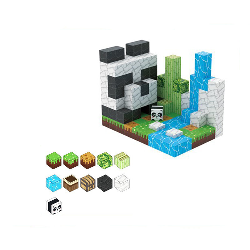 Panda Garden Magnetic Building Blocks Set – Pixel-Art STEM Toy | Classic Block Games-Inspired Creative Set for Kids