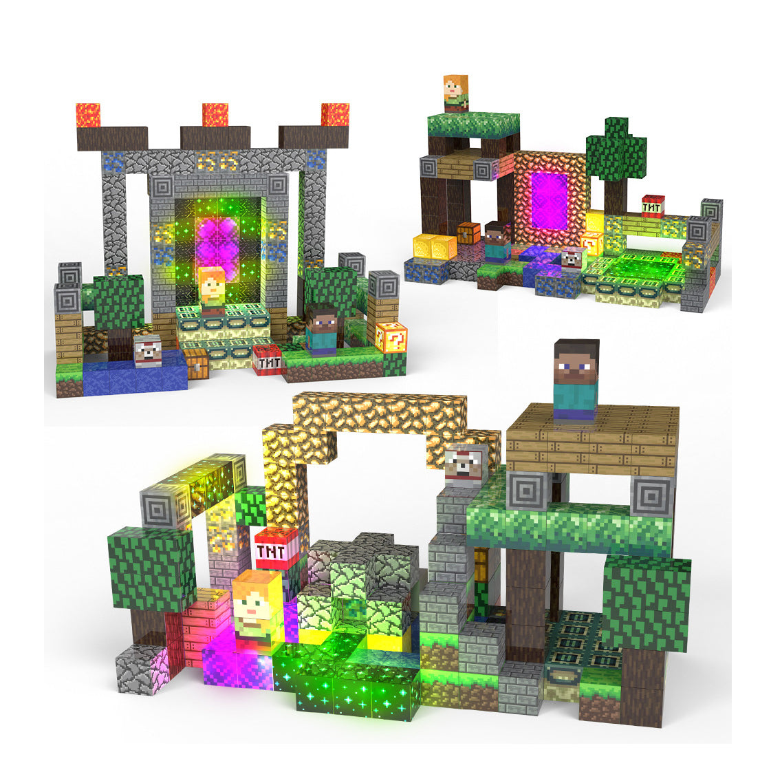 180PCS Magnetic Building Blocks Portal Theme Magnetic Cubes Set with LED light