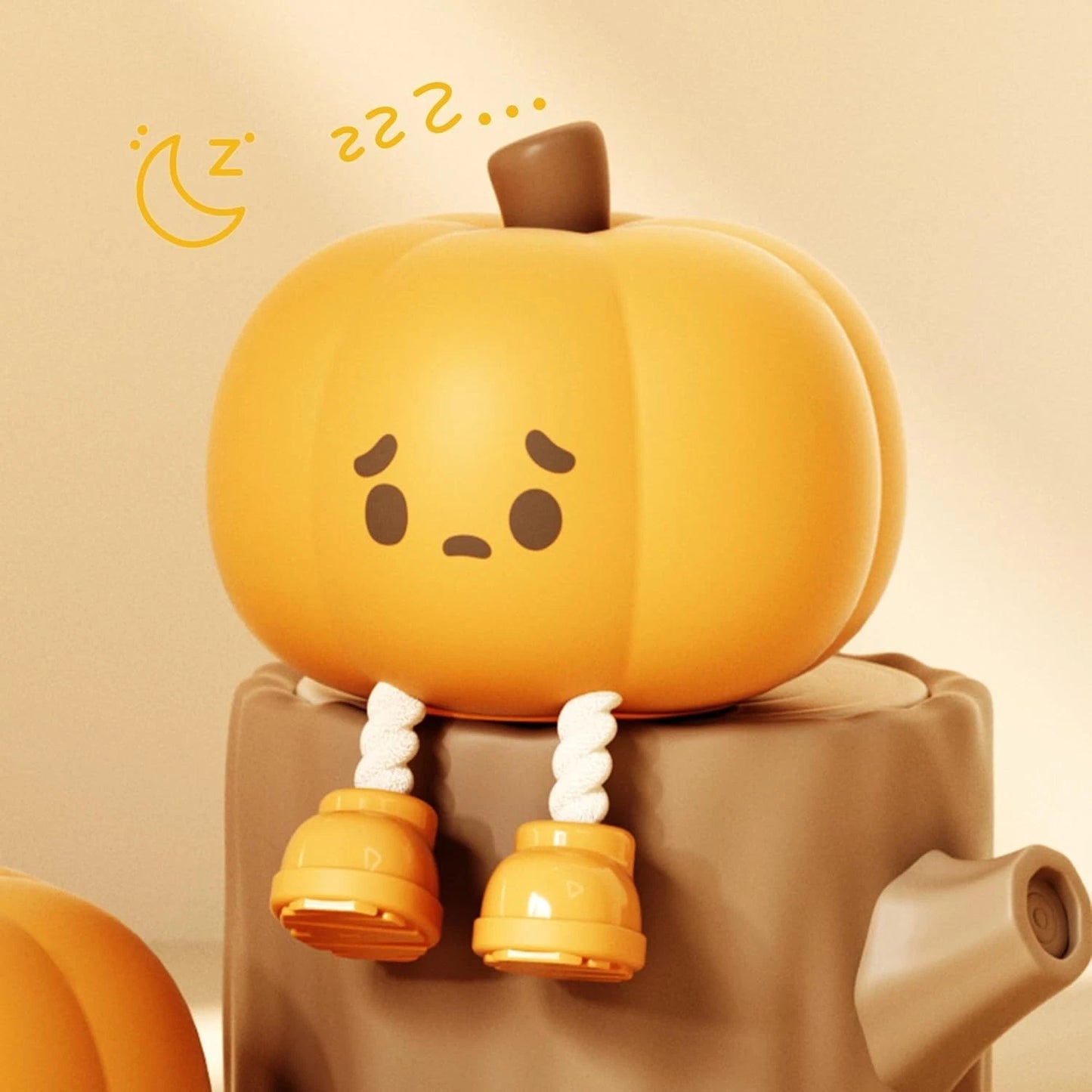Squishy Pumpkin Night Light - Dimmable LED, Timer, Silicone | Funny Desk and Halloween Decor