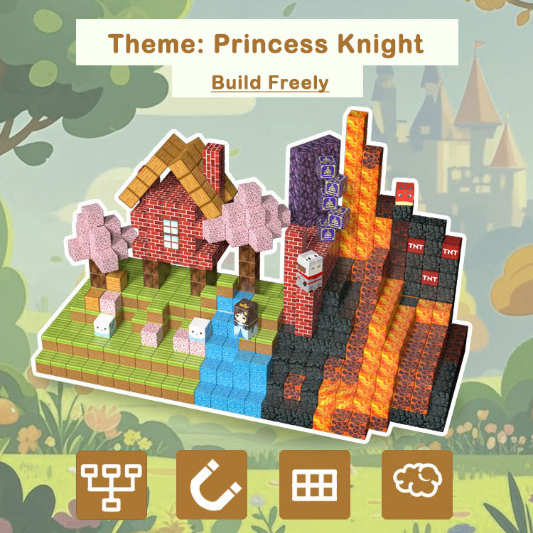 Princess & Knight Magnetic Building Blocks 100 Pieces | STEM Toy