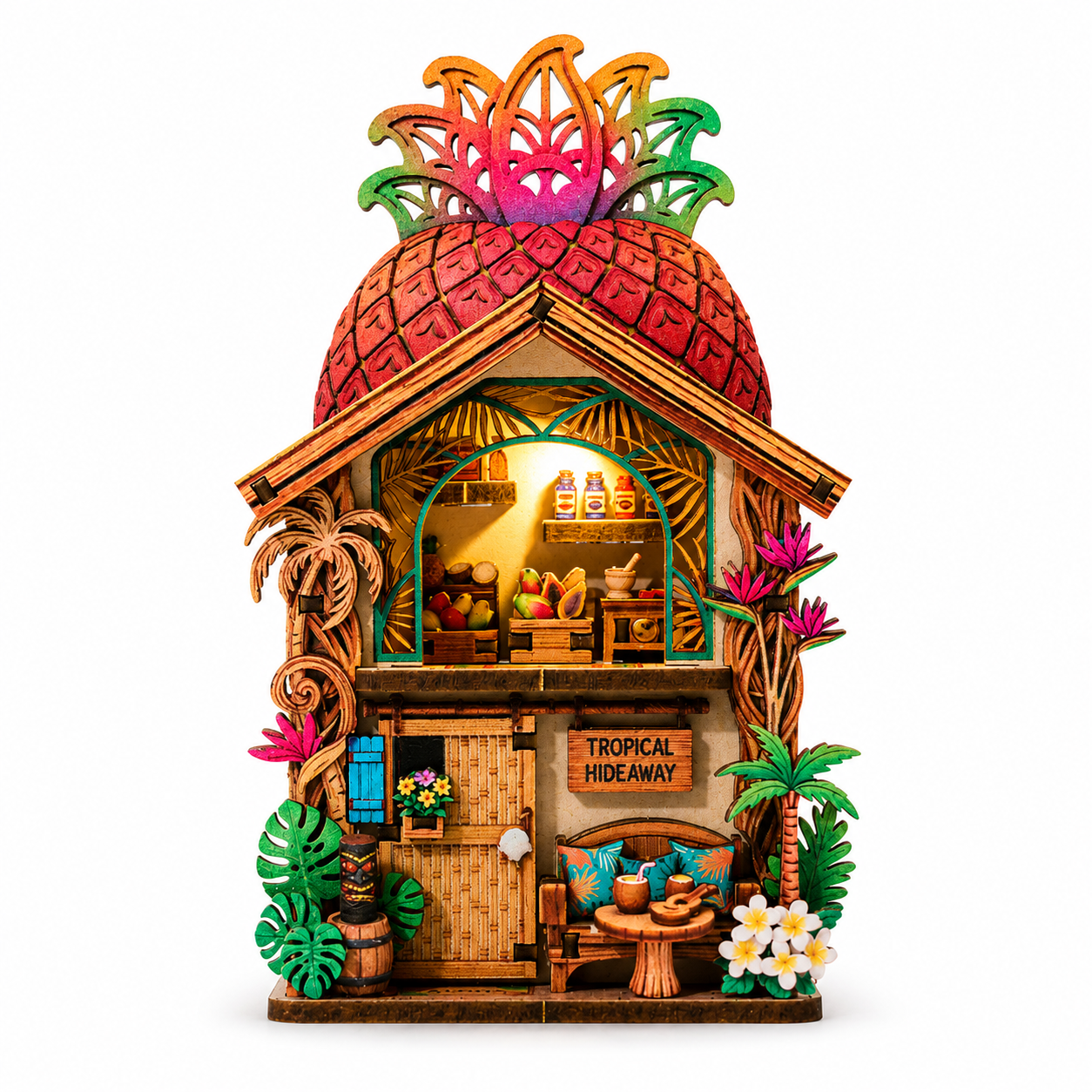 Pineapple House DIY Wooden Puzzle | Mini Cottage Fridge Magnet Kit