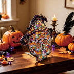 Halloween Witch Hat Wooden Puzzle – 127-Piece DIY Decor