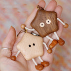 Lucky Star Keychain - Handcrafted Wooden Charm for Keys & Bags