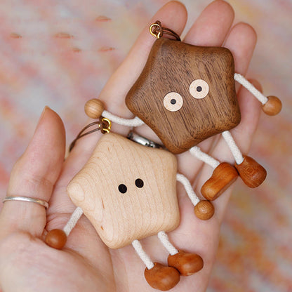 Lucky Star Keychain - Handcrafted Wooden Charm for Keys & Bags