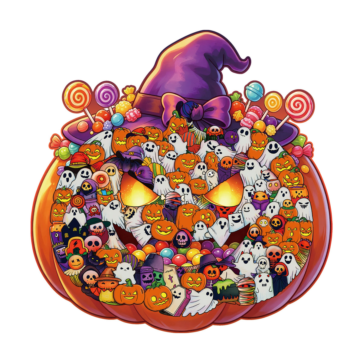 Halloween Pumpkin Wooden Puzzle – 119-Piece DIY Decor