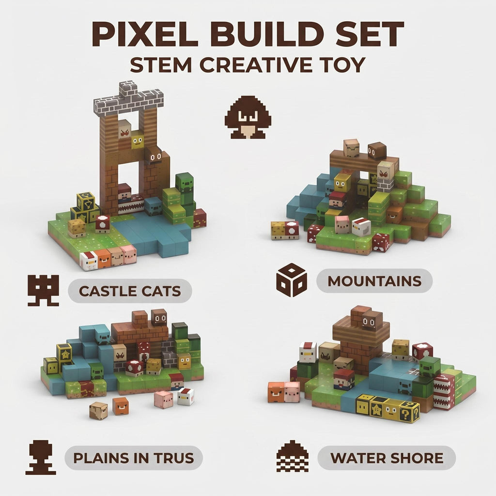 Pixel Adventure Building Set – 120-Piece Magnetic Blocks for Creative Play