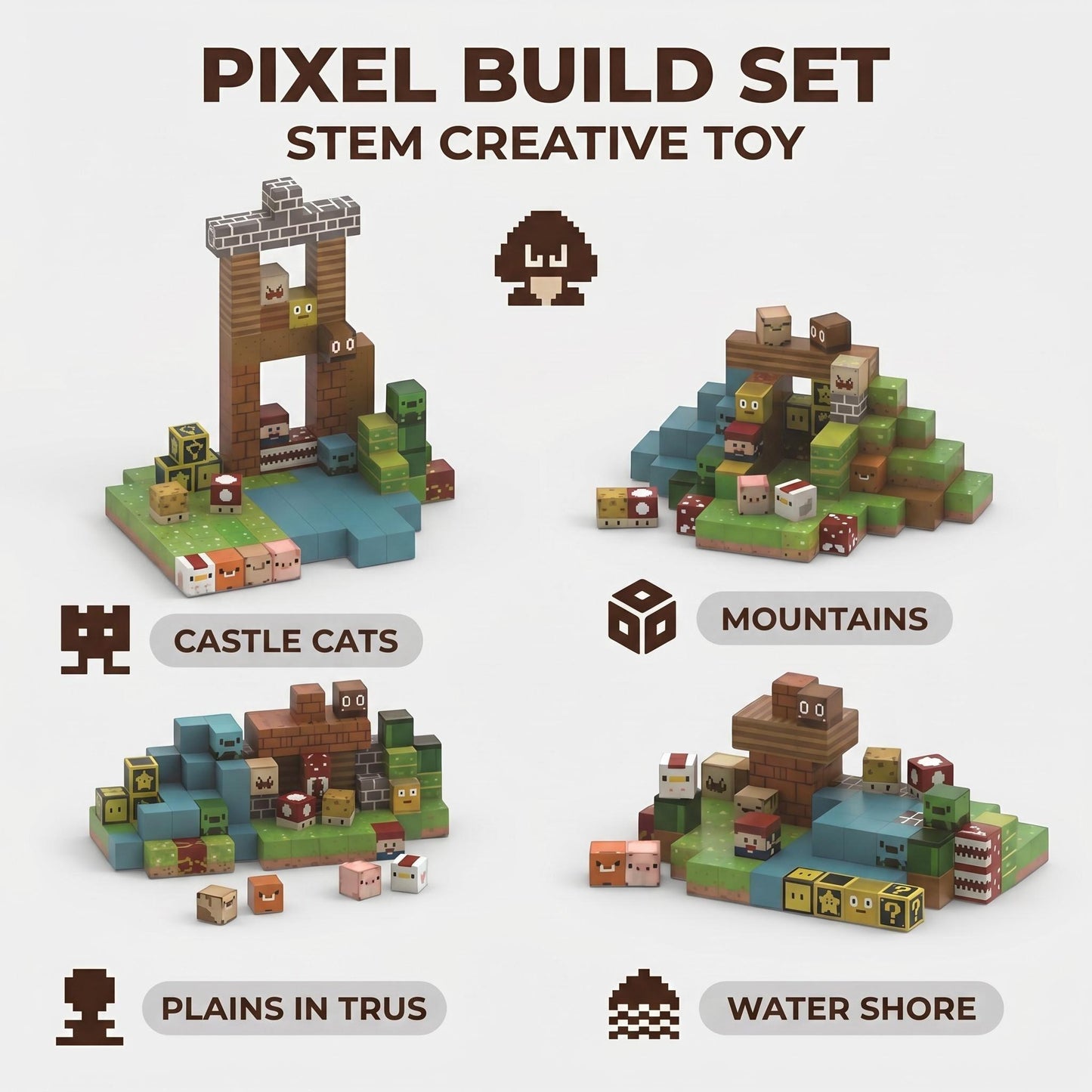 Pixel Adventure Building Set – 120-Piece Magnetic Blocks for Creative Play