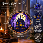 Gothic Haunted House Acrylic Jigsaw Puzzle Suncatcher - 112 Pcs Stained Glass Window Art