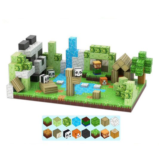 Panda Garden Magnetic Building Blocks Set – Pixel-Art STEM Toy | Classic Block Games-Inspired Creative Set for Kids