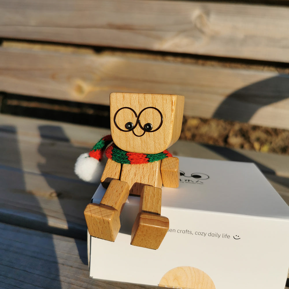 Free Shipping Shaking Feet Wooden Doll with magnetic expression accessories for decoration