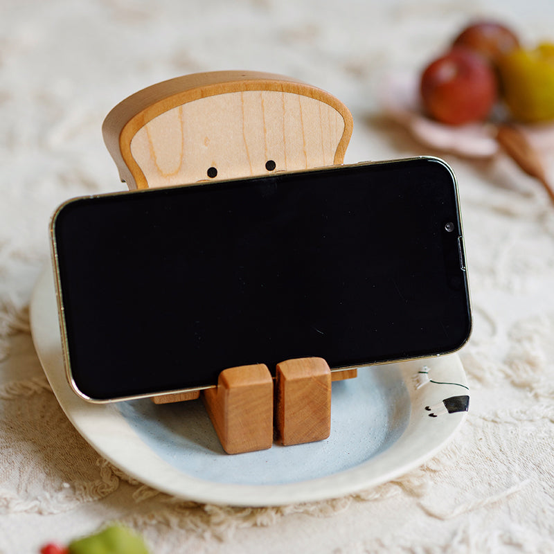 Free Shipping Toast Bread Phone Holder - Cute Wooden Stand with Magnetic retractable function