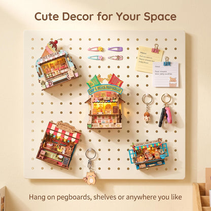 Mini Snack Shop Wooden Puzzle Magnet Kit – DIY Miniature Market Stall Fridge Magnet