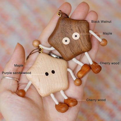 Lucky Star Keychain - Handcrafted Wooden Charm for Keys & Bags