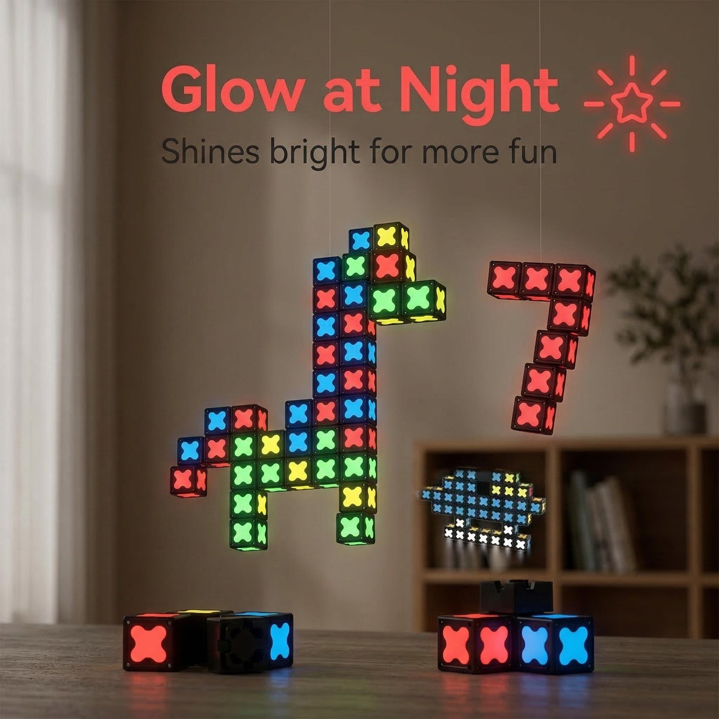 Free Shipping Glow Magnetic Building Blocks with Spinner - STEM Learning Toy