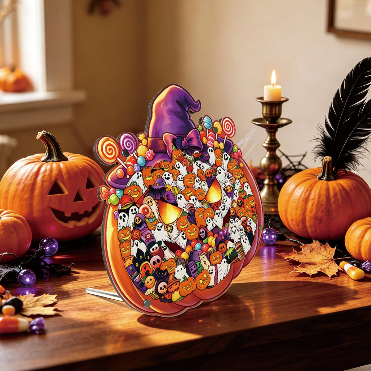 Halloween Pumpkin Wooden Puzzle – 119-Piece DIY Decor