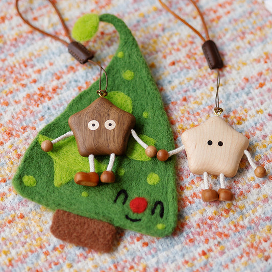 Lucky Star Keychain - Handcrafted Wooden Charm for Keys & Bags
