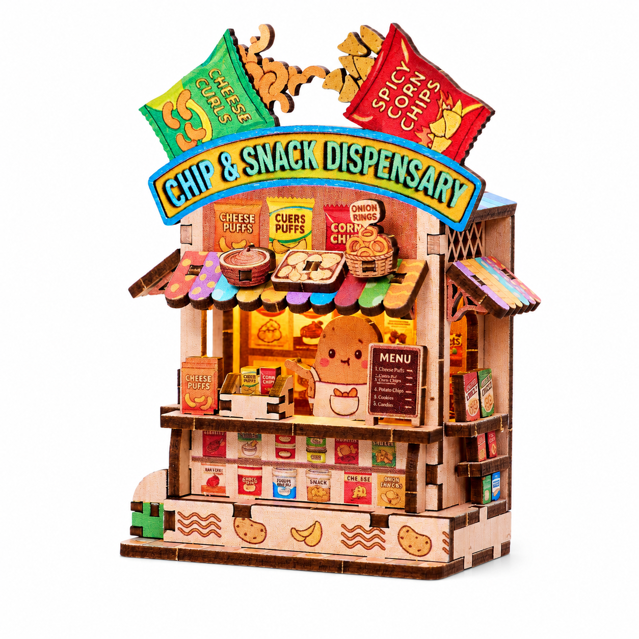 Mini Snack Shop Wooden Puzzle Magnet Kit – DIY Miniature Market Stall Fridge Magnet