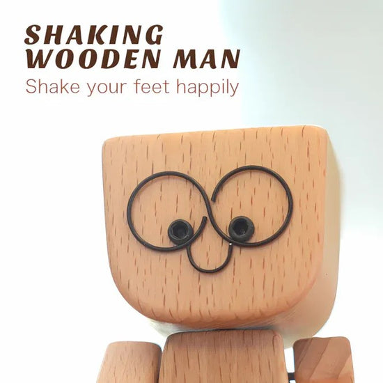 Free Shipping Shaking Feet Wooden Doll with magnetic expression accessories for decoration