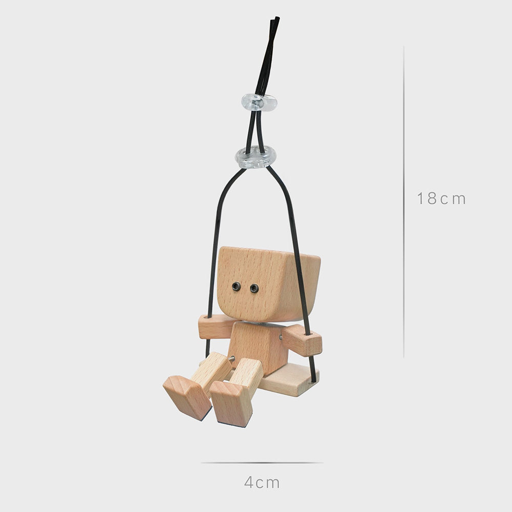 Free Shipping Swinging Wooden Man for Car | Magnetic Changeable Face Decor