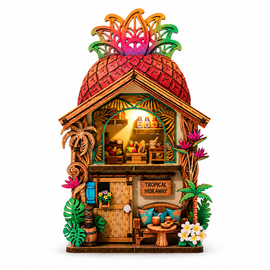 3D Wooden Pineapple Cottage Puzzle & Fridge Magnet DIY Kit
