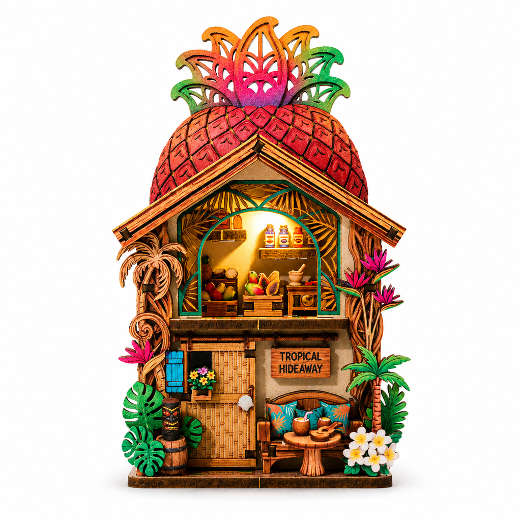 3D Wooden Pineapple Cottage Puzzle & Fridge Magnet DIY Kit