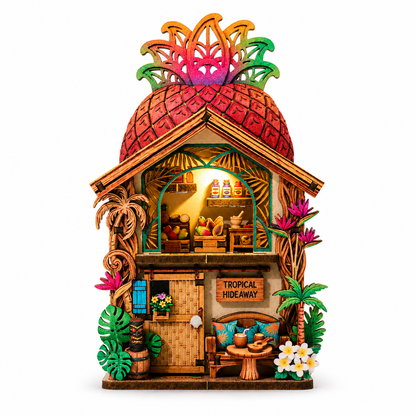 3D Wooden Pineapple Cottage Puzzle & Fridge Magnet DIY Kit