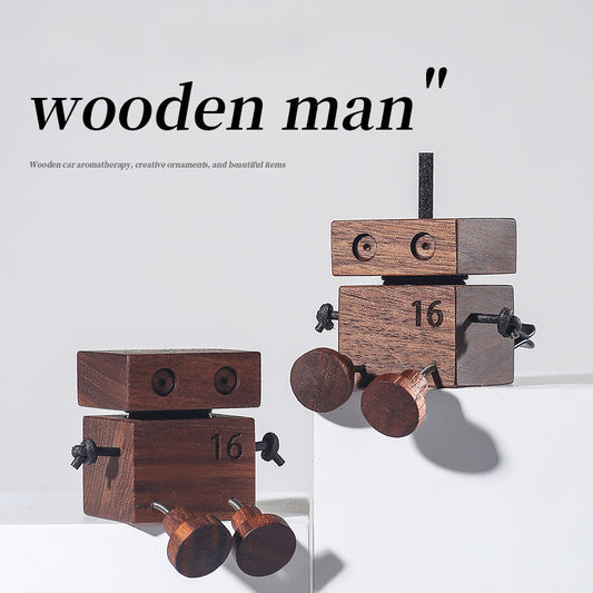 Wooden Man Car Aromatherapy Diffuser - Natural Wood Car Decor