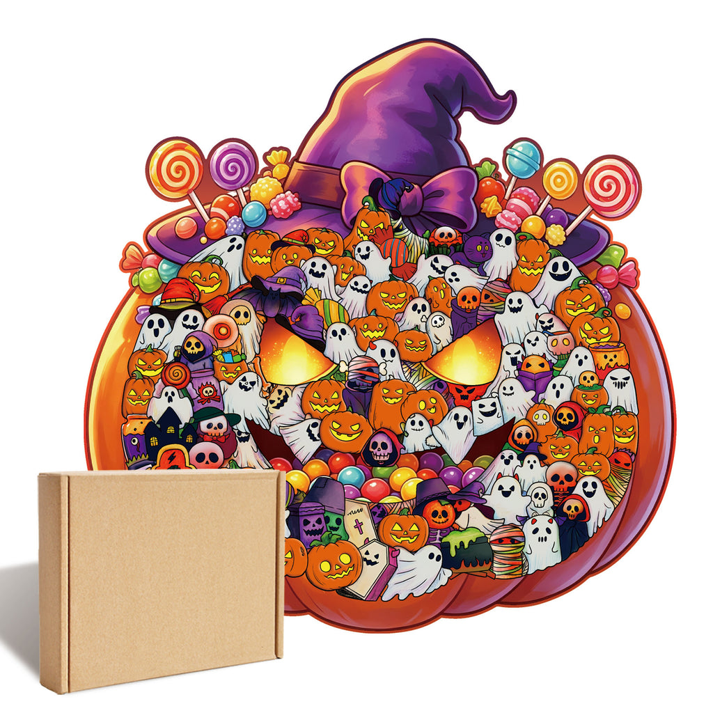 Halloween Pumpkin Wooden Puzzle – 119-Piece DIY Decor