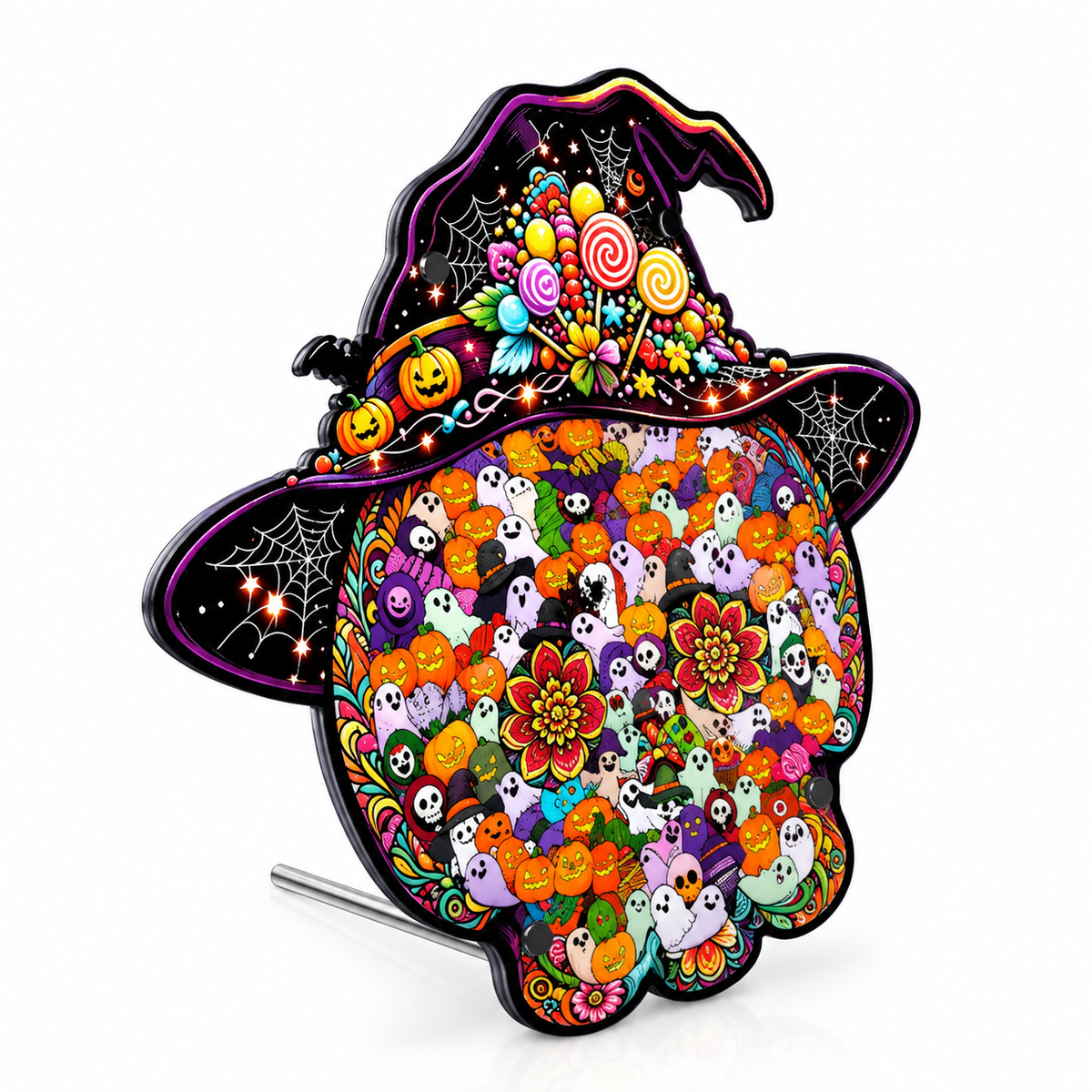 Halloween Witch Hat Wooden Puzzle – 127-Piece DIY Decor