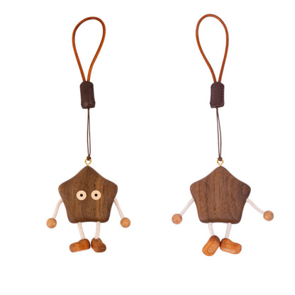 Lucky Star Keychain - Handcrafted Wooden Charm for Keys & Bags