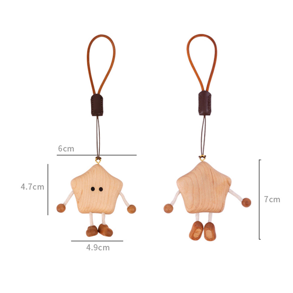 Lucky Star Keychain - Handcrafted Wooden Charm for Keys & Bags