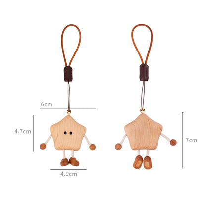 Lucky Star Keychain - Handcrafted Wooden Charm for Keys & Bags