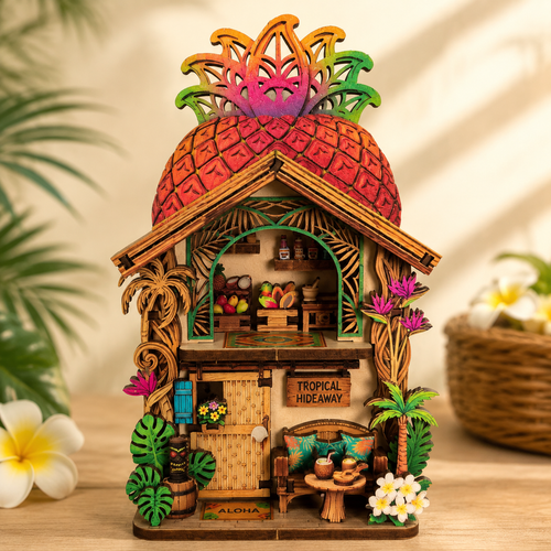 3D Wooden Pineapple Cottage Puzzle & Fridge Magnet DIY Kit
