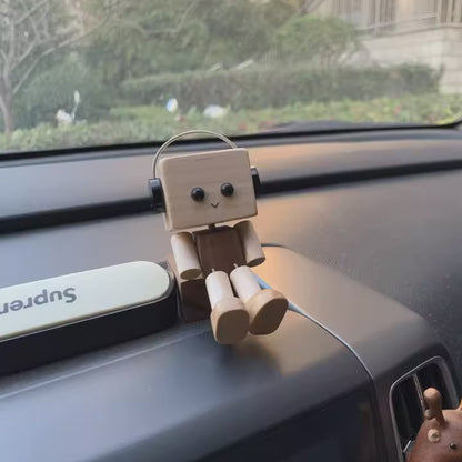 Free Shipping Swaying Wooden Man Figurine | Handcrafted Car & Desk Decor